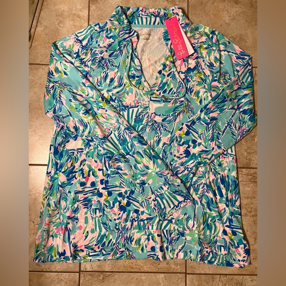 Lilly Pulitzer Tops - Lilly Pulitzer NWT Cassi Popover. Color: Blue Ibiza Cabana Cocktail.